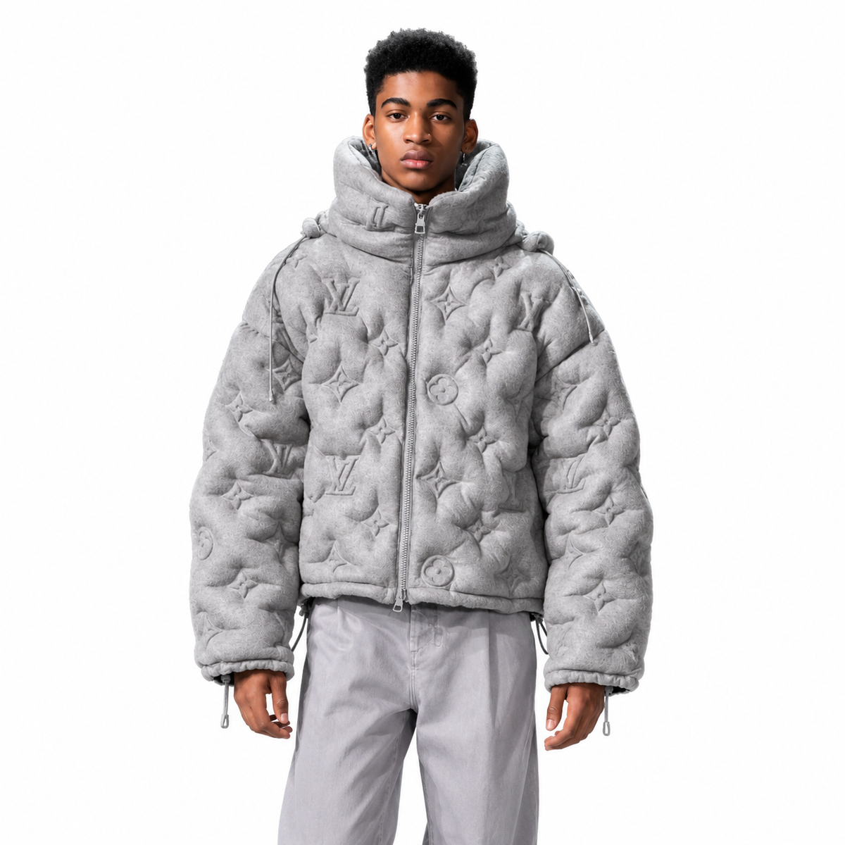 Grey Monogram Puffer Jacket LV