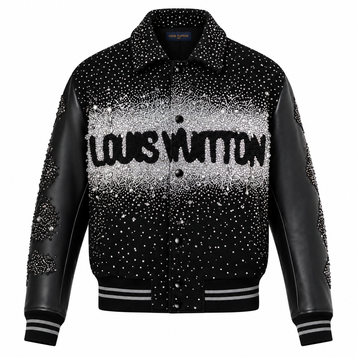 LV Crystal Night Varsity Jacket – Black