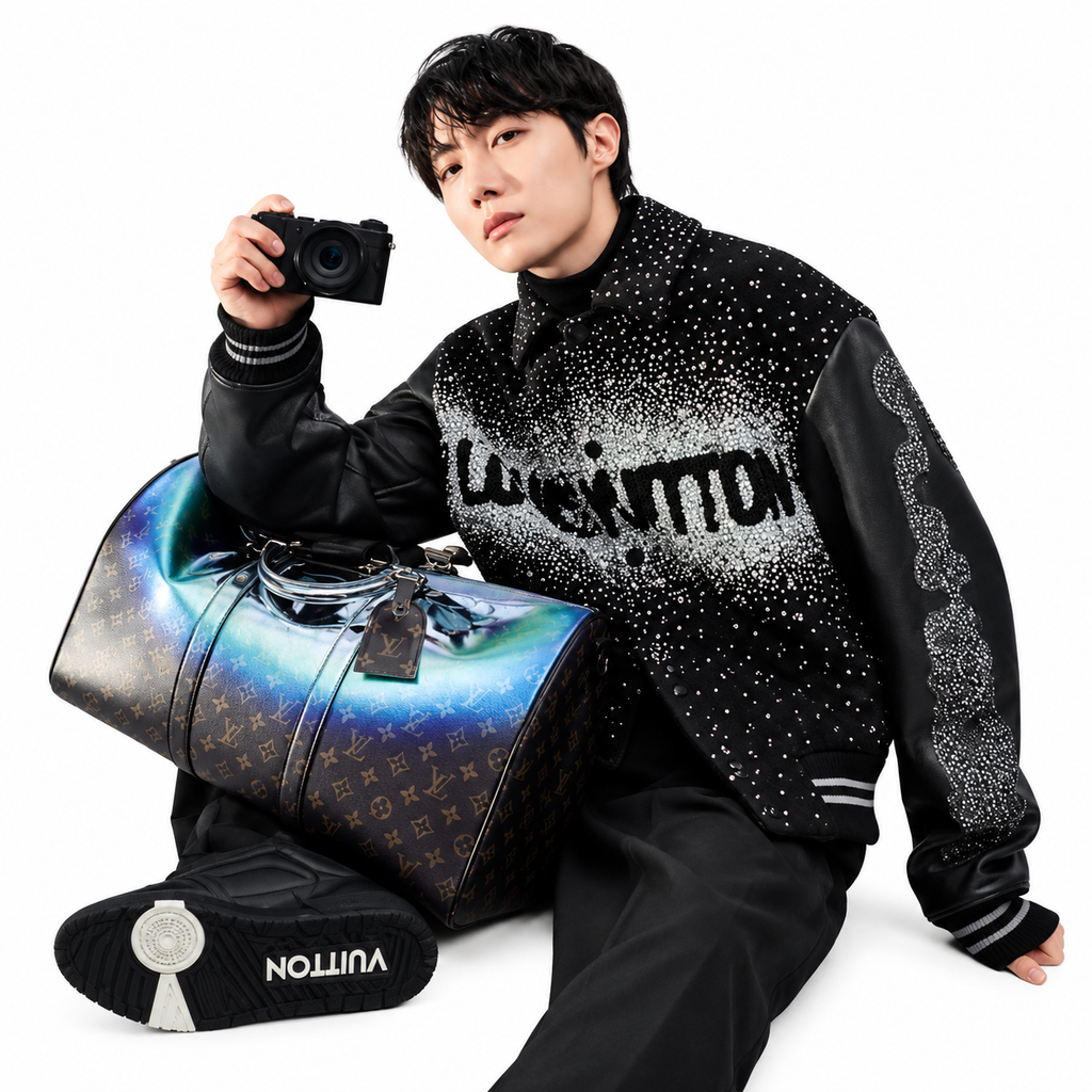 LV Crystal Night Varsity Jacket – Black